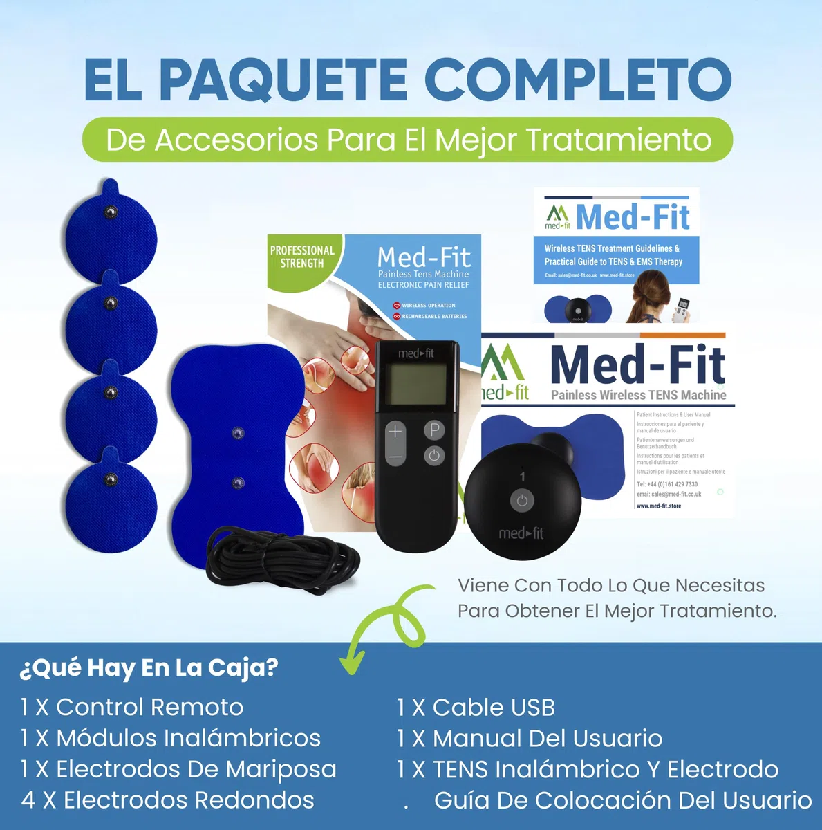 Med-Fit Sin dolor Recargable Mini DECENAS & EMS Mini-Wireless Digital decenas & Estimulador Del Músculo Requiere No Baterías O conductores profesionales Fuerza