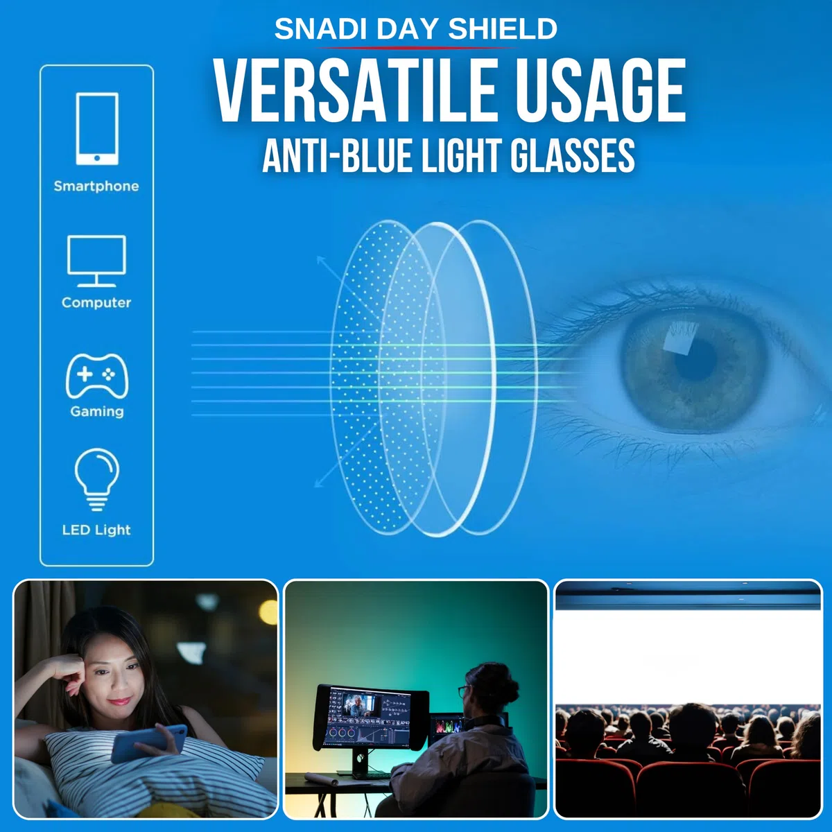 SHIELD | Gafas Bloqueadoras de Luz Azul | para Pantallas Televisión Ordenador Juegos | Mejoran el Sueño | Produce Melatonina Naturalmente | Unisex