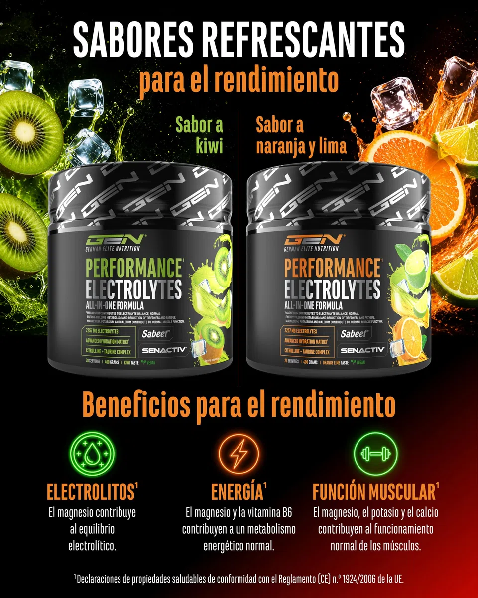 Performance Electrolytes - 400 g (20 Porciones) - Advanced Hydration Matrix con Sodio, Potasio, Magnesio, Calcio y Cloruro - con Citrulina y Taurina - Sin Azúcar - Vegano - Sabor Naranja Lima