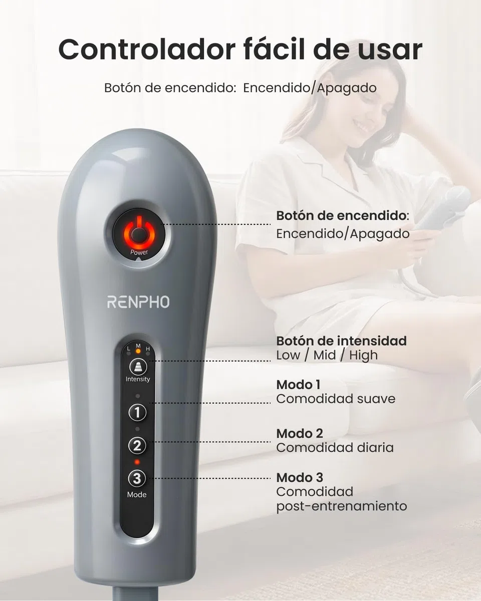 Masajeador de piernas con compresión de aire RENPHO, multiárea para muslos, pantorrillas y brazos, relajación muscular, diseño fácil de usar, regalo ideal para papá y mamá