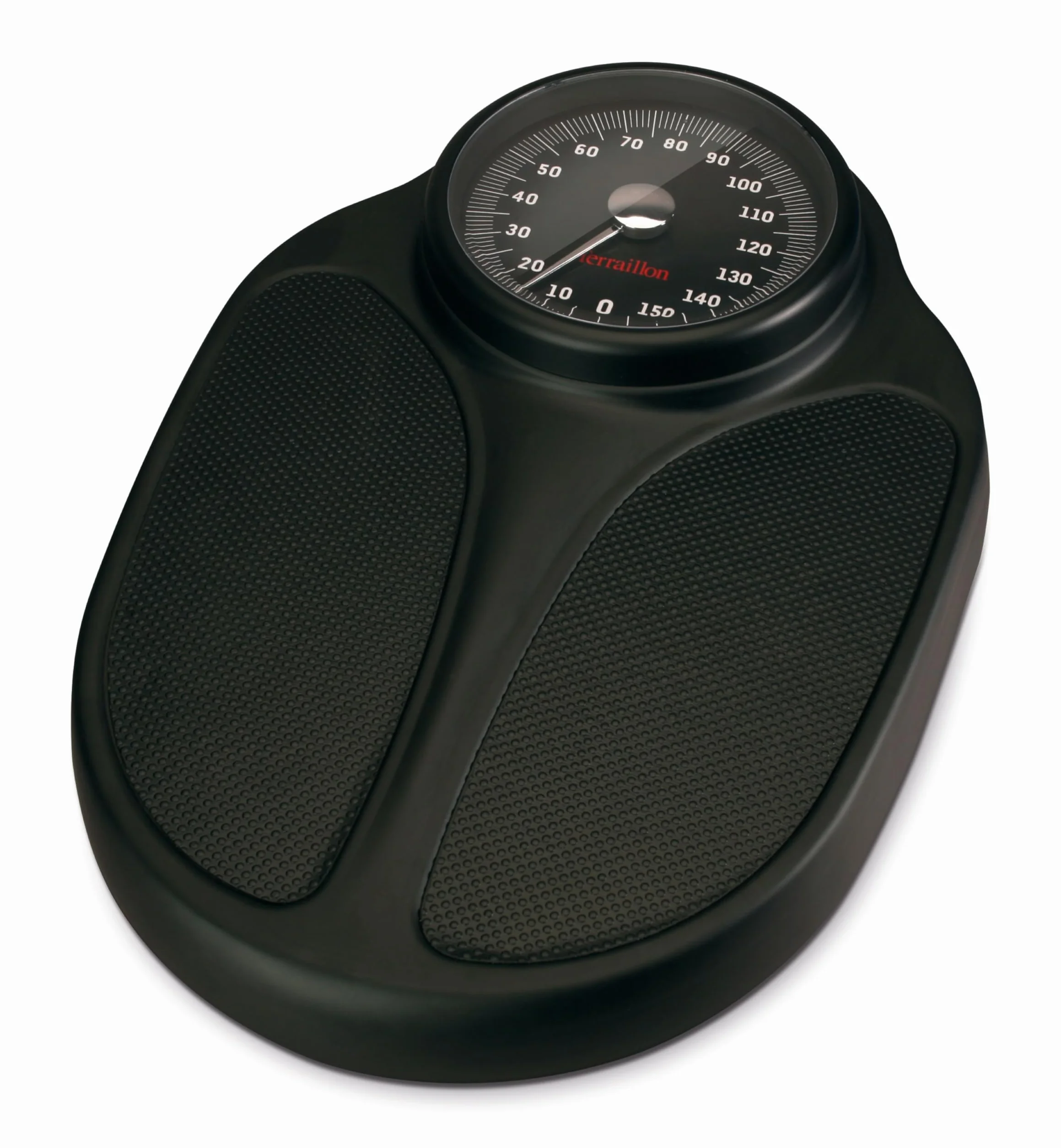 TERRAILLON - Balanza Pesa Personas Mecánica - Semiprofesional, Revestimiento Antideslizante, Gran Dial, 160kg máximo - Modelo 'TPRO Plus' Negro