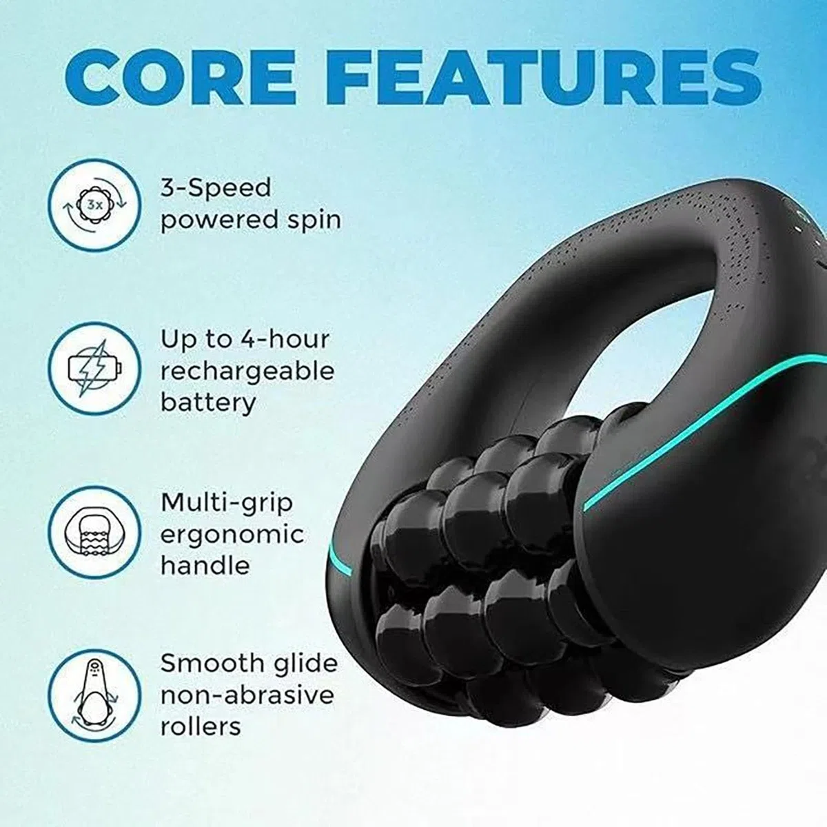 Electric Handheld Rolling Massager,electric Rolling Percussion Massager,marvixor Cellulite Roller,Ergonomic Multiple Handles, 3 Strength Levels, And 24 Massage Buttons(A)