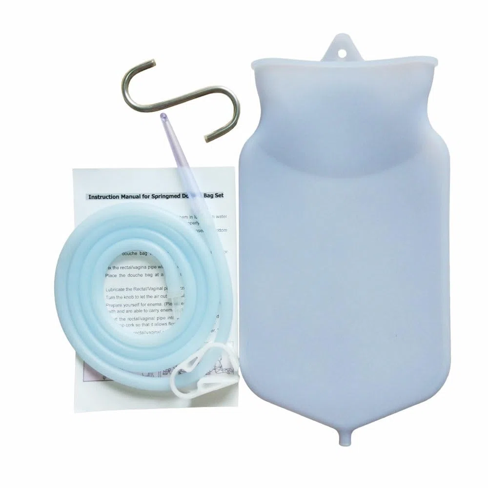 Juego de bolsas de enema para limpieza intestinal, reutilizable, juego de enemas con manguera de silicona de 150 cm y 4 boquillas reutilizables