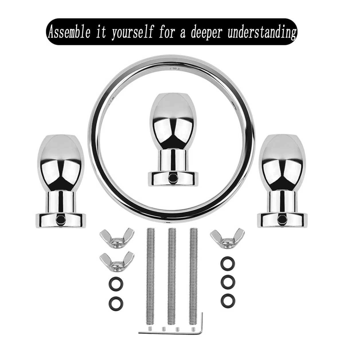 AMAZBEE Plug anal de acero inoxidable expansión vaginal para mujeres Butt Training Stretching Kit ajustable adulto SM juguetes sexuales para parejas (L)