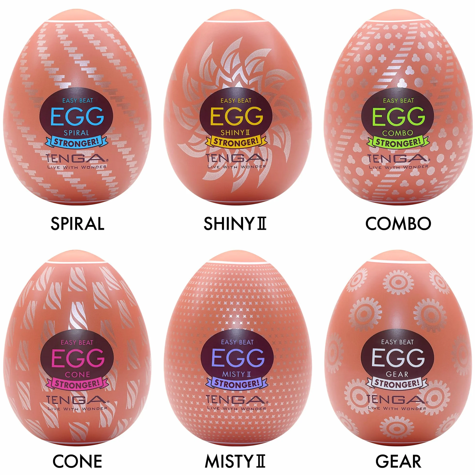 TENGA EGG Hard Boiled II - Variety Pack - Masturbador para hombres (6 huevos)
