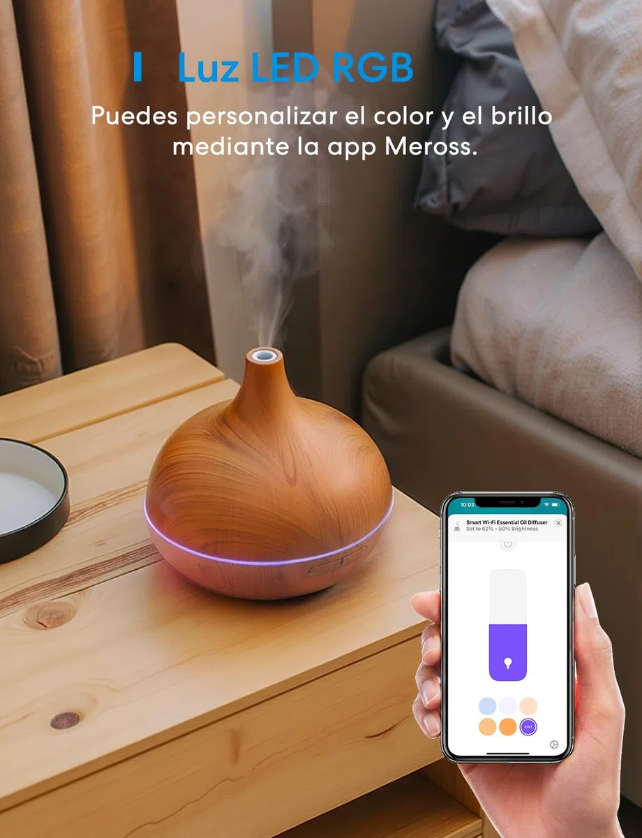 Meross Smart Humidificador Pequeño | 400ML & Sin BPA | Función de Temporización | Control por Voz y Control Remoto | Inteligente Difusor de Aromas | Compatible con Apple Home, Alexa y Google Home