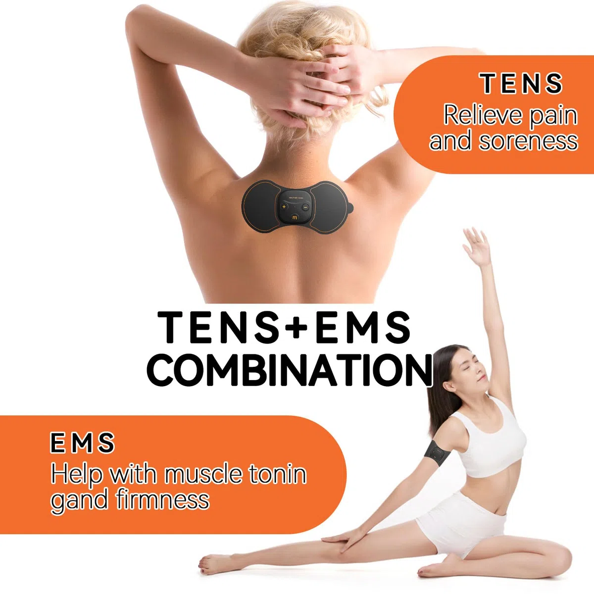 Tens electroestimulador muscular - tens fisioterapia 3 Modos, 15 Niveles, Recargable USB-C, 5 Electrodos de Gel - Alivia Dolor de Espalda, Cuello, Hombros, Piernas y Músculos