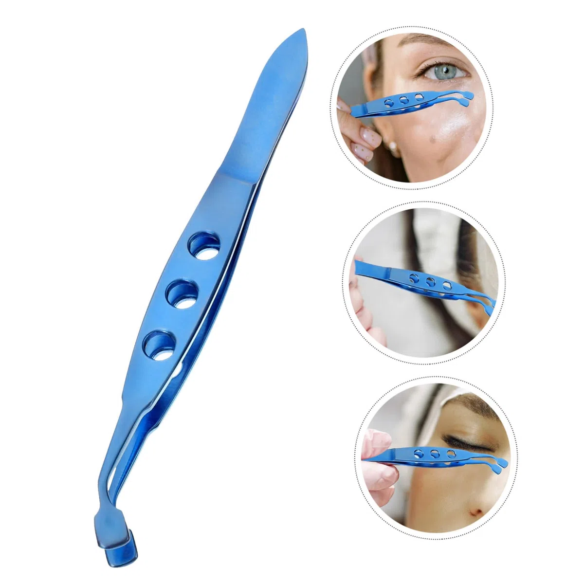 Pinzas y Alivio de Condiciones Oculares de Aleación de Titanio Azul para Párpados Herramienta de Extracción de Glándulas Operación Precisa para Cuidado Facial de Mujeres
